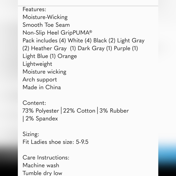 PUMA Ladies No Show Sneaker Socks, 16 pairs - Picture 6 of 6